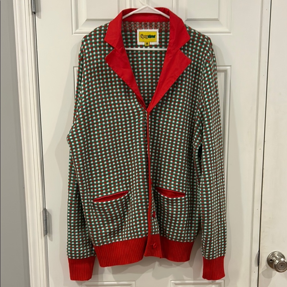 Tipsy Elves  Red and Green Checkered Cardigan